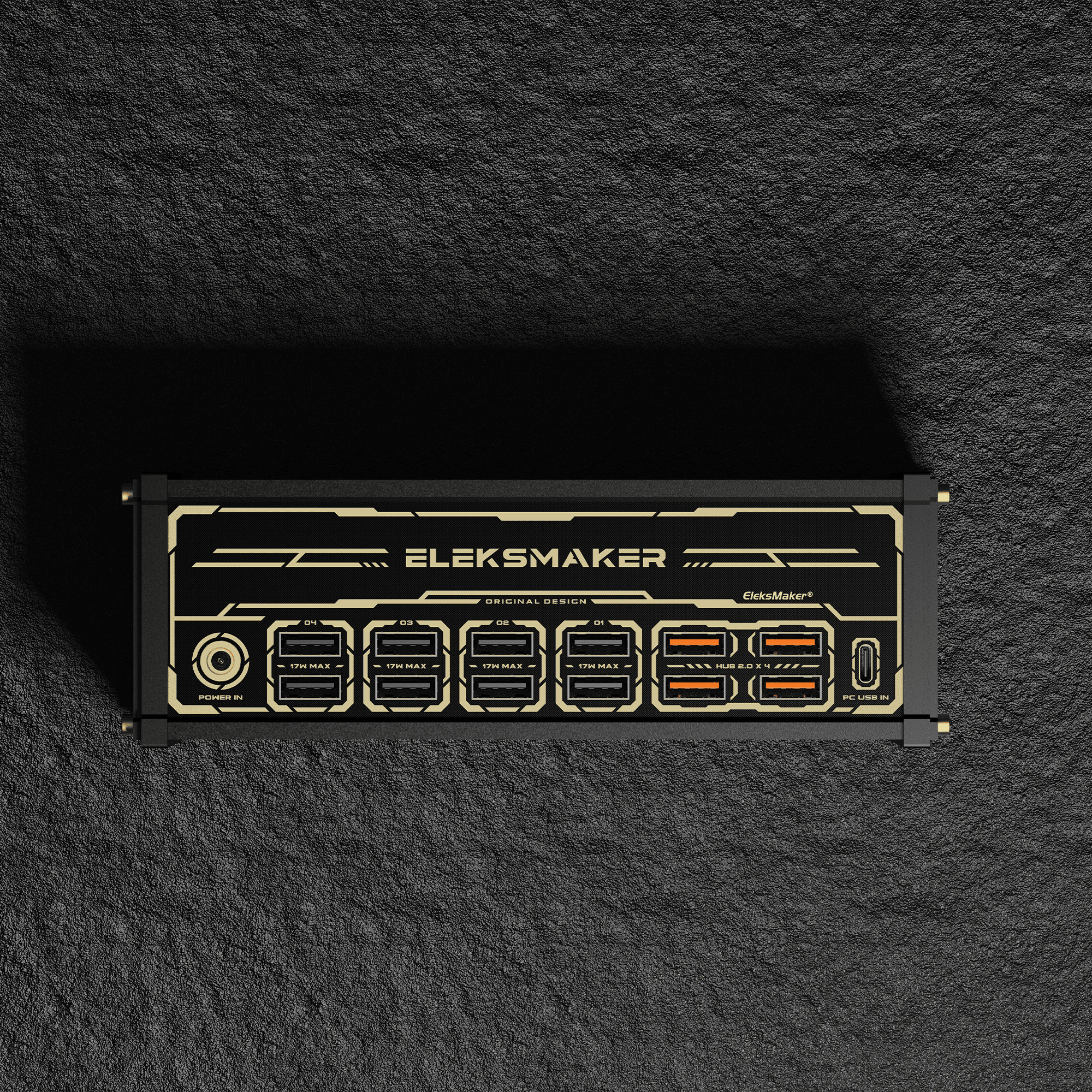 EleksMaker MK7 — Giant LCD 12-Port USB Hub with Toggle Switches & 72W Fast Charging