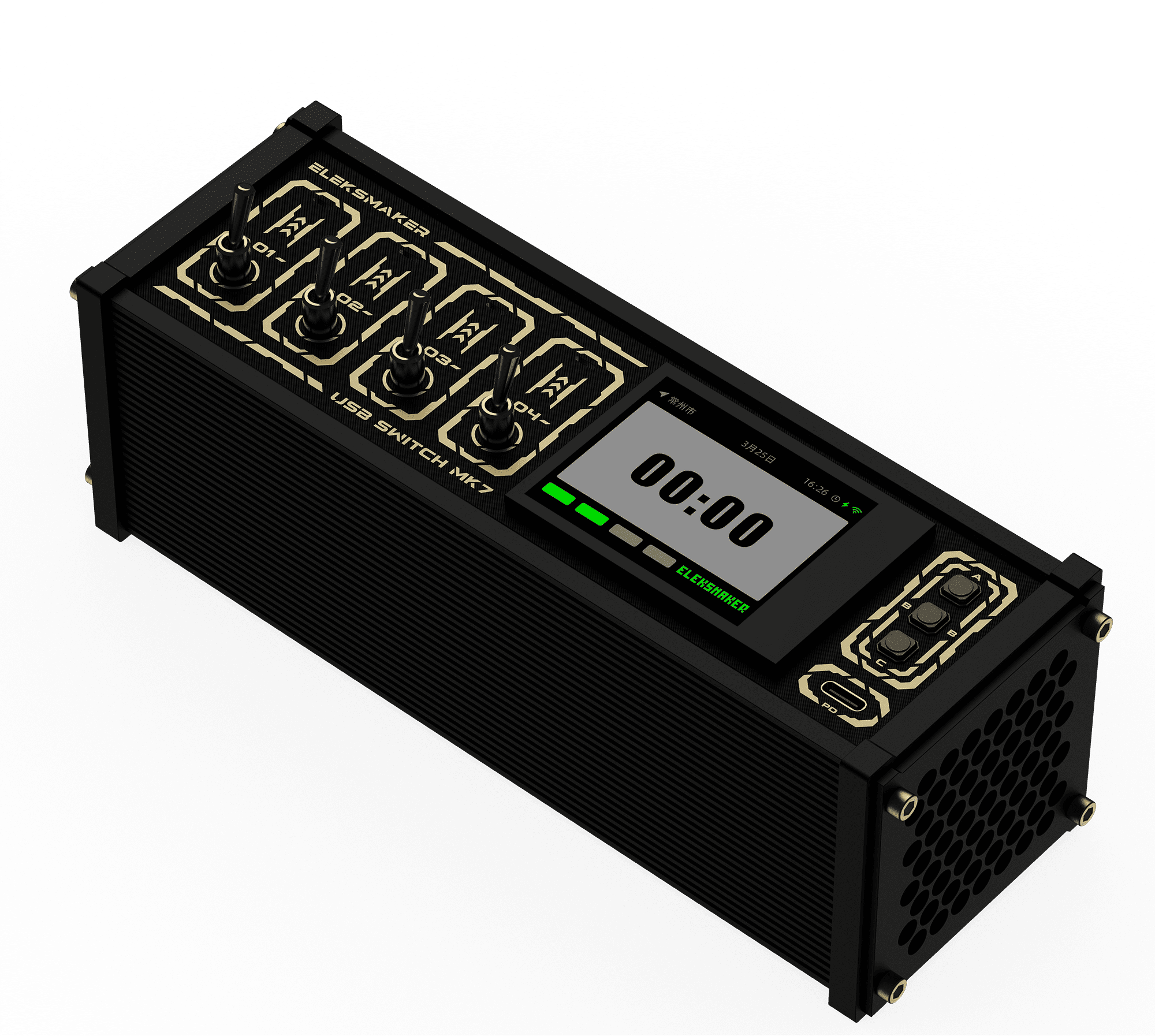EleksMaker MK7 — Giant LCD 12-Port USB Hub with Toggle Switches & 72W Fast Charging