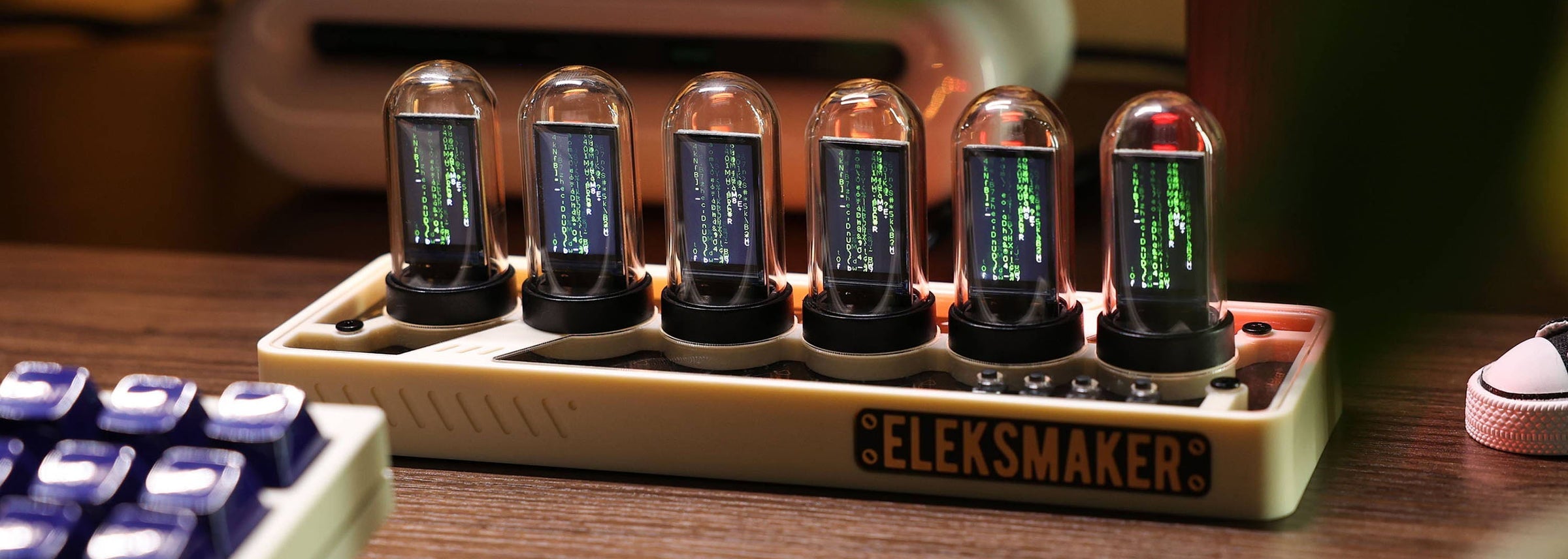 EleksTube IPS PR1 clock with six illuminated glass tubes