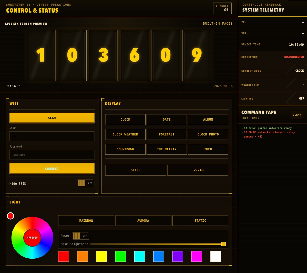 Latest EleksTube IPS WebUI System control center with live preview, Wi-Fi, display, and lighting controls